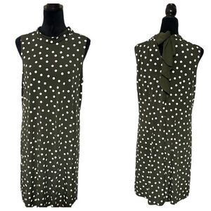 Signature by Robbie Bee Olive Green Polka Dot A-Line Dress Sz L Excellent Cond.